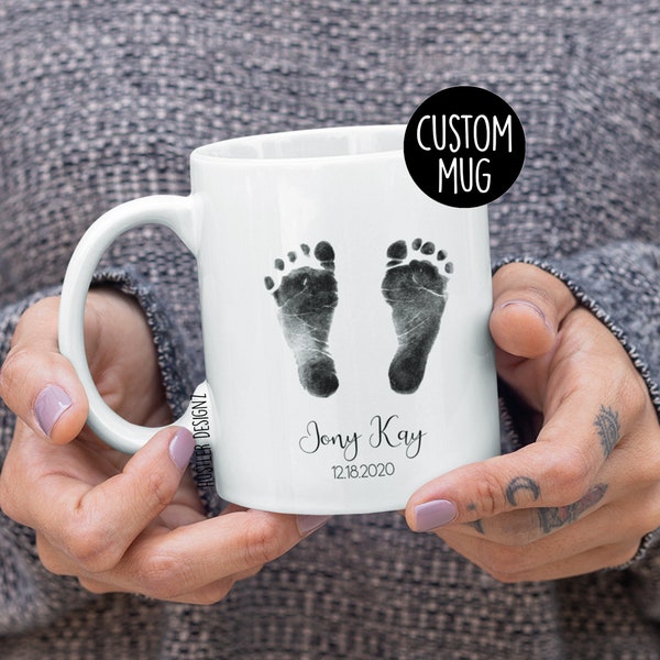 Handprint Mug, Footprint Mug, Baby Handprint Mug, Baby Footprint Mug, Personalized Mug, New Parents Gifts, Baby Keepsake Gifts