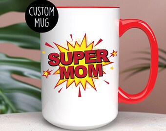 Taza de café Supermom: el mejor regalo divertido para mamá, taza con temática de superhéroes, día de la madre único, cumpleaños y Navidad para mamá