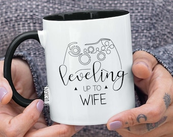 妻へのレベルアップマグ：ゲーマー婚約ギフト、パーソナライズされた花嫁マグ