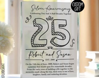 Personalized 25th Wedding Anniversary Keepsake: Custom Silver Wedding Acrylic Plaque