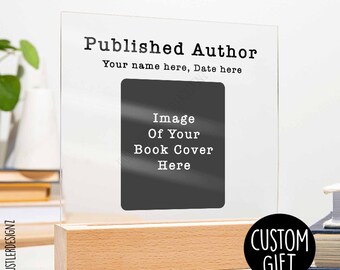 Published Author Plaque – Custom Book Cover Display, Personalized Name & Year - Author Achievement - Author Writer Gifts