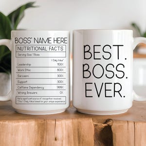 Best Boss Ever Mug – Funny Boss Gift with Nutritional Facts – Custom Coffee Cup for Manager – Boss’s Day, Promotion, Office Thank You Gift