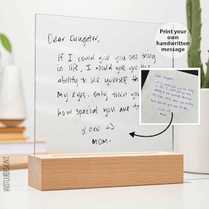 Regalo con mensaje escrito a mano real - Placa LED personalizada - Luz de noche personalizada - Carta para mi hija - Letrero con escritura a mano personalizado