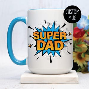 Kubek Superdad Coffee Mug – Zabawny prezent dla najlepszego taty – Kubek Superbohater Comic Dad – Prezenty na Dzień Ojca – Urodziny i Boże Narodzenie taty