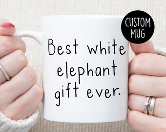 Lustiger weißer Elefant Geschenk-Kaffeebecher: Sarkastischer Weihnachtsstimmung