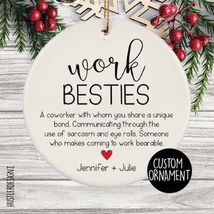 Personalized Ceramic Work Besties Ornament | Custom Coworker Names with Definition