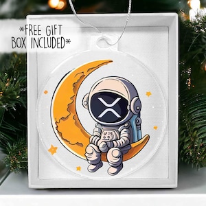 XRP To The Moon Acrylic Ornament with Free Gift Box - XRP Crypto Meme - Cryptocurrency Gifts - Crypto Art - XRP Gifts