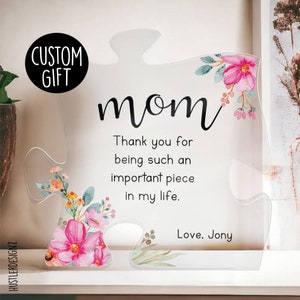 Mom Gift Plaque, Mom Puzzle Piece, Mom Thank You For Being Such An Important Piece In My Life, Mothers Day Gift, Mom Christmas Gifts