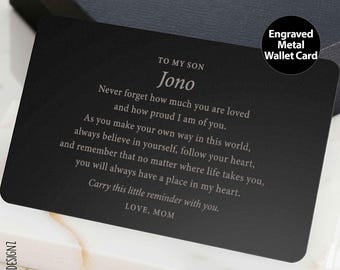 Metal Wallet Card for Son: Custom Engraved Sentimental Keepsake