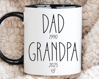 Personalized Dad and Grandpa Mug – Custom Grandpa Established Date – Father's Day Gift For New Grandpa - Pregnancy Announcement for Dad