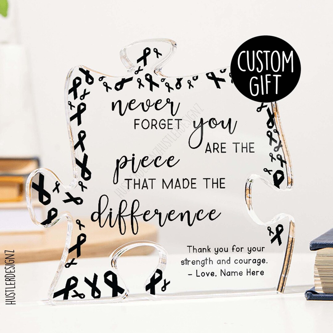 Personalized Skin Cancer Acrylic Puzzle Plaque - Custom Black Ribbon ...