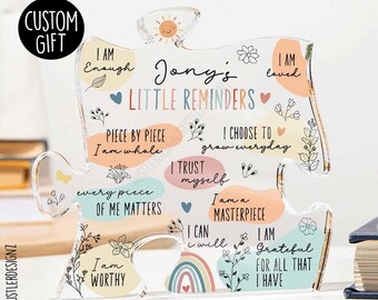 Personalized Mental Health Self Affirmation Plaque - My Little Reminders - Inspirational Self Love Gifts - Wellness Gifts - Custom Puzzle