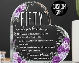 Fifty and Fabulous Plaque: 50th Birthday Plaque, Custom Name