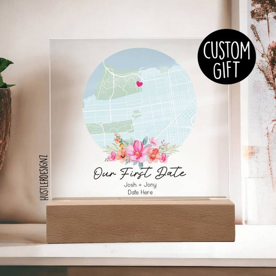 Our First Date Map Acrylic Plaque Gift,personalized Gifts, First
