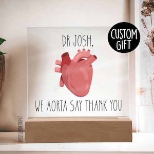 Gepersonaliseerd We Aorta Say Thank You-plaquette voor cardioloog, hartartsen, hartchirurgen, hartspecialisten, erkenning waardering cadeau