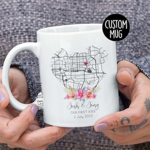 Onze eerste kus mok, gepersonaliseerde geschenken, waar het allemaal begon kaart, eerste kus eerste datum cadeau, dating betrokken huwelijksverjaardag geschenken voor haar