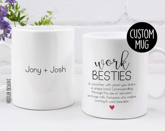 Arbeit Bestie Definition Tasse - Individueller Name - Lustiges Mitarbeiter Geschenk - Arbeit Bester Freund Kaffeetasse - Büro Wertschätzung - Arbeitstassen