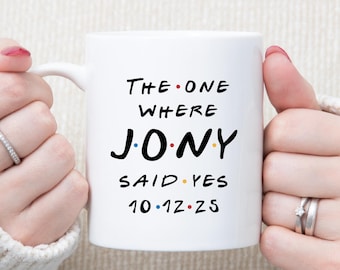 Personalized Engagement Mug: The One Where She Said Yes, Sitcom Inspired Bridal Shower Gift