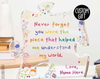 Custom Behavioral Therapist Gift Puzzle Plaque: Autism Therapy Appreciation Keepsake