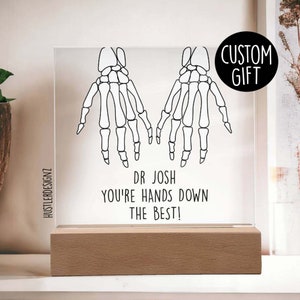 Orthopedic Doctor Plaque - Hands Down The Best With A Skeleton Of A Hand - Medical Humor Gifts For Post Hand Surgery - Doctor Gifts