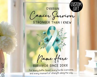 Ovarian Cancer Survivor Acrylic Plaque: Teal Ribbon Gift