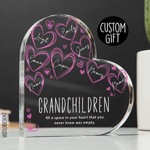 Personalized Grandma & Grandchildren Greatest Blessing Plaque – Custom Mothers Day Gift Grandma Nana Mimi Keepsake – Heart Acrylic Plaque
