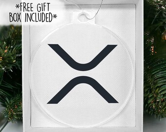 XRP Coin - Ripple Coin - Acrylic Ornament with Free Gift Box - Crypto Christmas Ornament - Cryptocurrency Gifts - XRP Merch - XRP Art