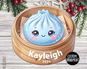 Personalized Dumpling Acrylic Ornament: Custom Name and Color