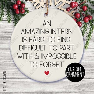 Internship Appreciation Ornament: Christmas Ceramic Keepsakes With Custom Name