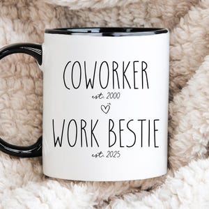 Coworker Work Bestie Mug - Office Friendship - Work BFF Coffee Cup - Custom Name Mug - Funny Coworker Appreciation - Job Leaving Present