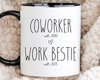 Tazza da caffè "Work Bestie": regalo personalizzato per l'amicizia in ufficio