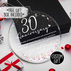 30th Anniversary Acrylic Ornament: Pearl Wedding Keepsake