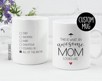 Taza "Así es como luce una mamá increíble" - Regalo divertido para el Día de la Madre - Taza con nombre personalizado para mamá - Regalo de cumpleaños para mamá - Taza de café para mamá