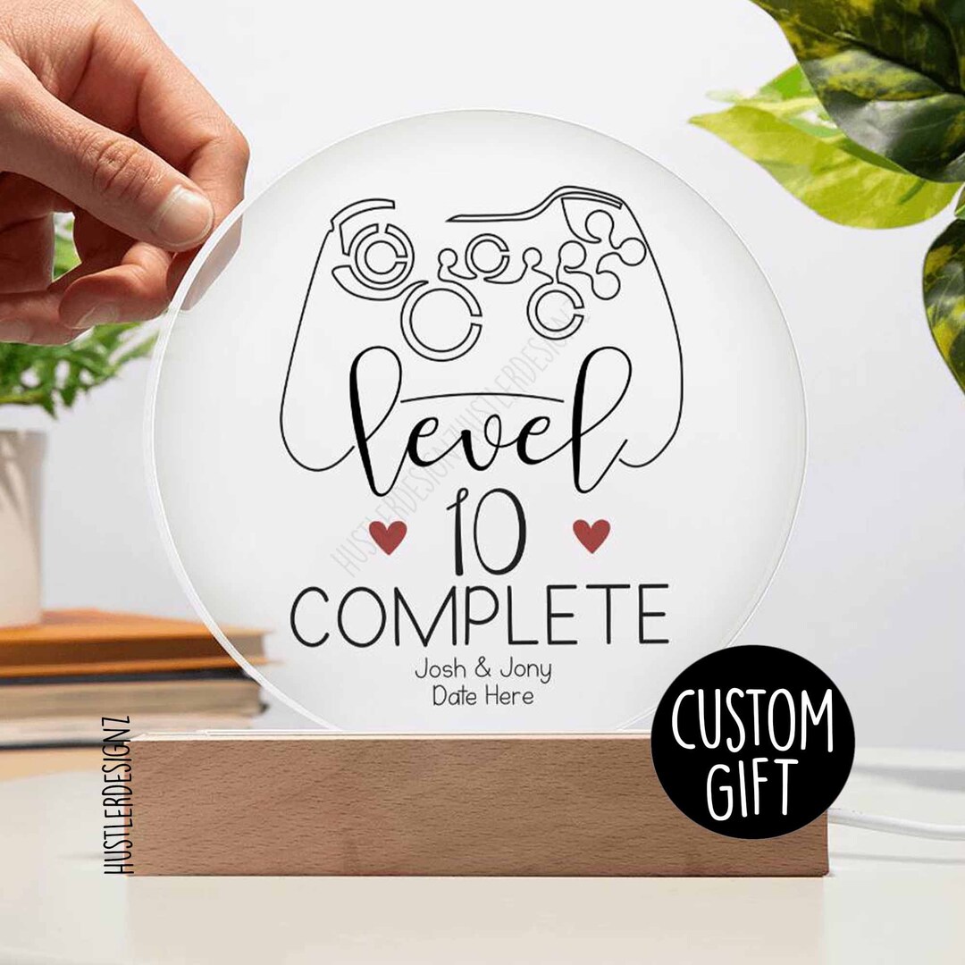 Personalized Gaming Theme Anniversary Acrylic Plaque - Level Complete ...
