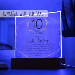Personalized Work Anniversary Plaque, Employee Recognition Appreciation ...