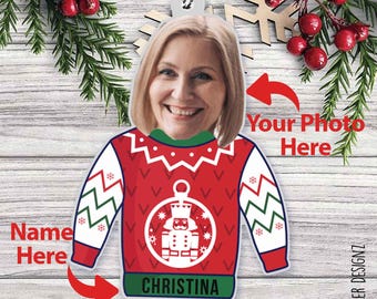 Funny Office Christmas Ornament: Personalized Ugly Sweater Acrylic Gift