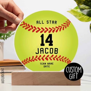 Custom All Star MVP Softball Award Acrylic Plaque - Personalized Softball Trophy for Outstanding Performance - Softball Team Gifts