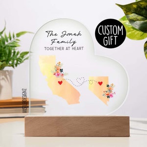 Personalized Family Together At Heart Acrylic Plaque, The Perfect Long Distance Gift For Family, Custom Location State Or Countries Print