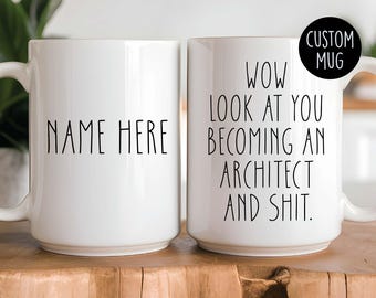 Lustige Architekt Abschluss-Tasse: Personalisierbares Namensgeschenk