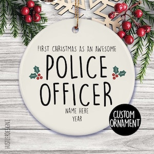 Personalisierte neuer Polizist Keramikverzierung: Erstes Weihnachten als Polizist mit individuellem Namen & Jahr