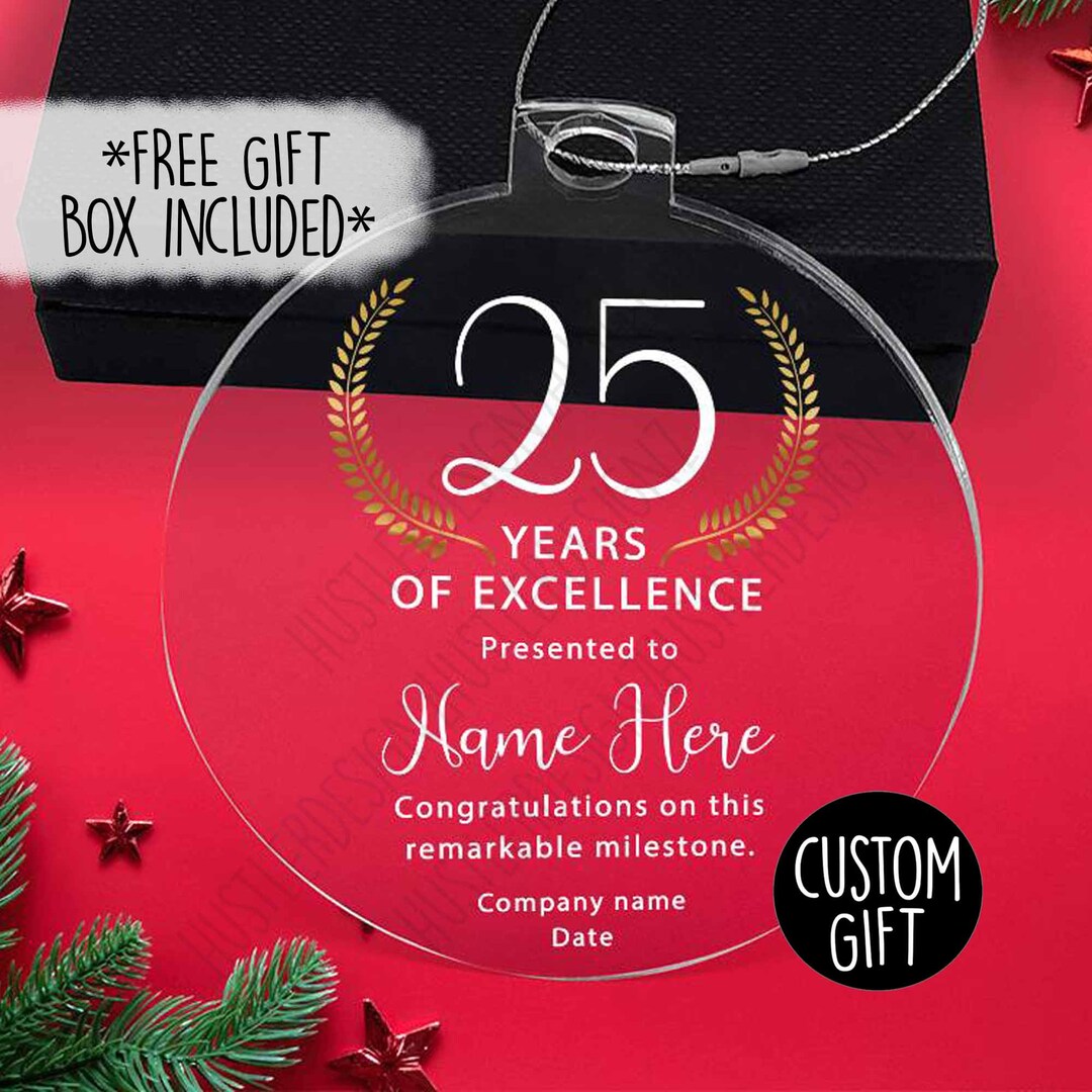 Personalized Work Anniversary Christmas Ornament Gift Years of Service