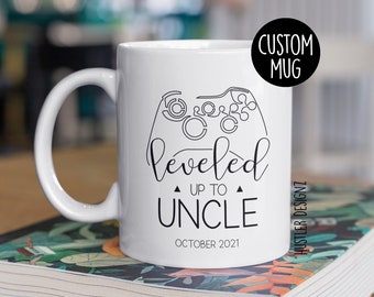 Leveled Up To Uncle, Personalized Mug, Gamer Uncle, Level Up Uncle, Promoted to Uncle, Uncle To Be Gift, Pregnancy Announcement, Uncle Mug