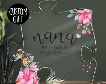 Placa rompecabezas personalizada de Nana: regalo con el nombre de tus nietos