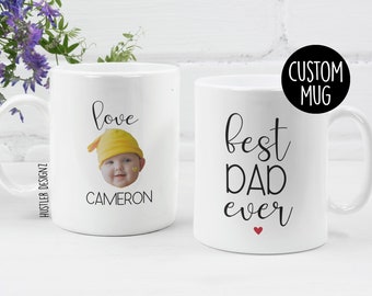 Best Dad Ever Mug with Baby Photo – Personalized Father’s Day Gift from Baby - Custom Dad Coffee Cup with Photo and Name - New Dad Gift