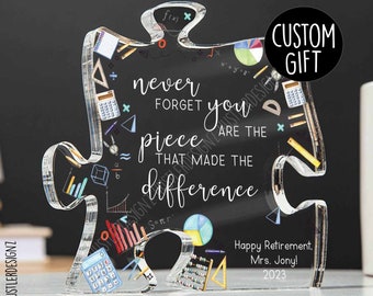 Personalized Math Teacher Retirement Gift - Puzzle Acrylic Plaque - Customized Math Teacher Appreciation Gift - Gift for Math Teacher