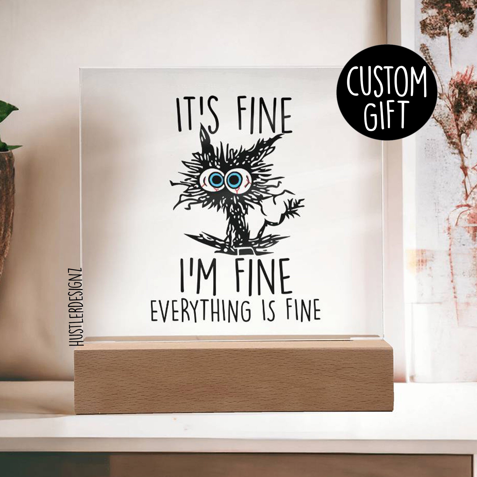 YZEXEZY Cartello Decorativo In Legno It's Fine I'm Fine Everything Is Fine, 15x30 Cm, Per Casa E Ufficio
