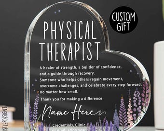 Physical Therapist Gift Plaque: Personalized Appreciation Acrylic Heart Keepsake