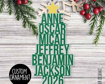 Custom Family Name Tree Acrylic Christmas Ornament: Personalized Family Keepsake