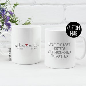 Only The Best Sisters Get Promoted To Aunties Mug – Pregnancy Announcement Gift – New Aunt Reveal – Sister to Auntie Gift - Established Date