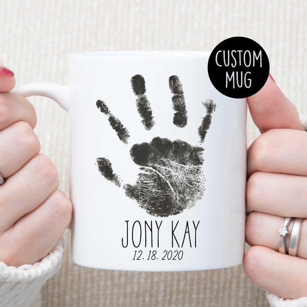 Handprint Mug, Footprint Mug, Baby Handprint Mug, Baby Footprint Mug, Personalized Mug, New Parents Gifts, Baby Keepsake Gifts